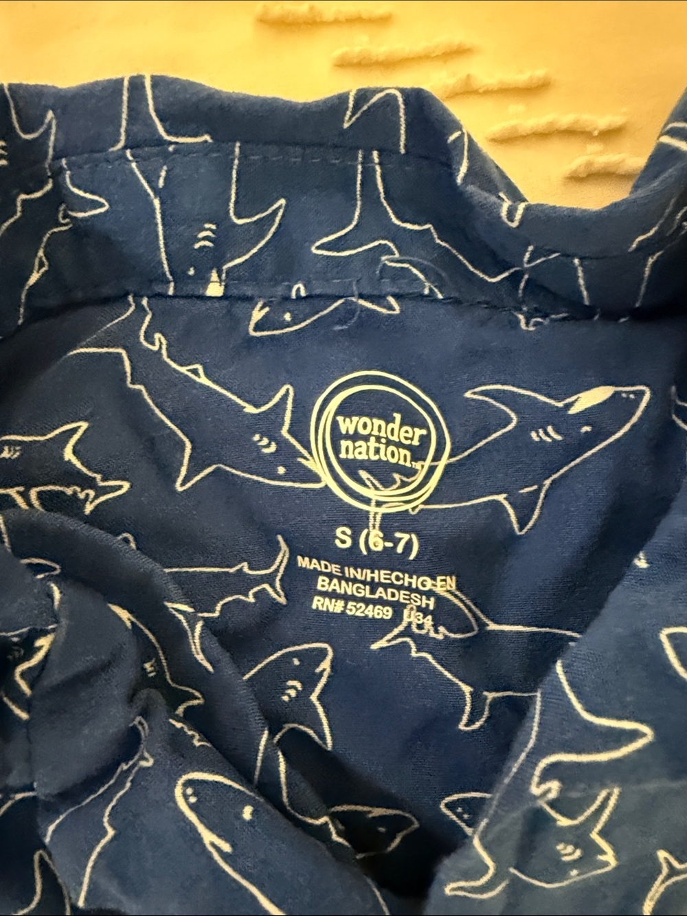 wonder nation Royal Blue Shark-Print Short Sleeve Button-Down Shirt - Picture 2 of 4